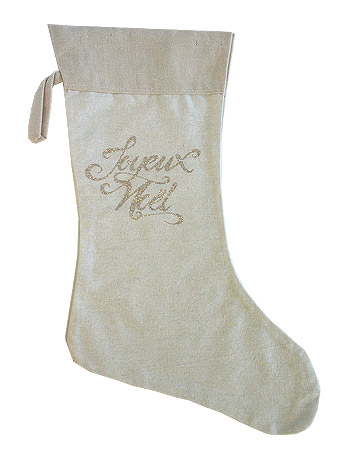 Botte Chaussette Cadeaux Lin Joyeux Noel Doré