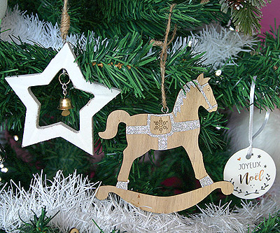 Décoration Sapin Cheval Bois