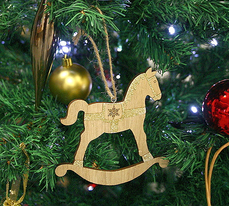 Cheval Bois Doré Déco Sapin Noel