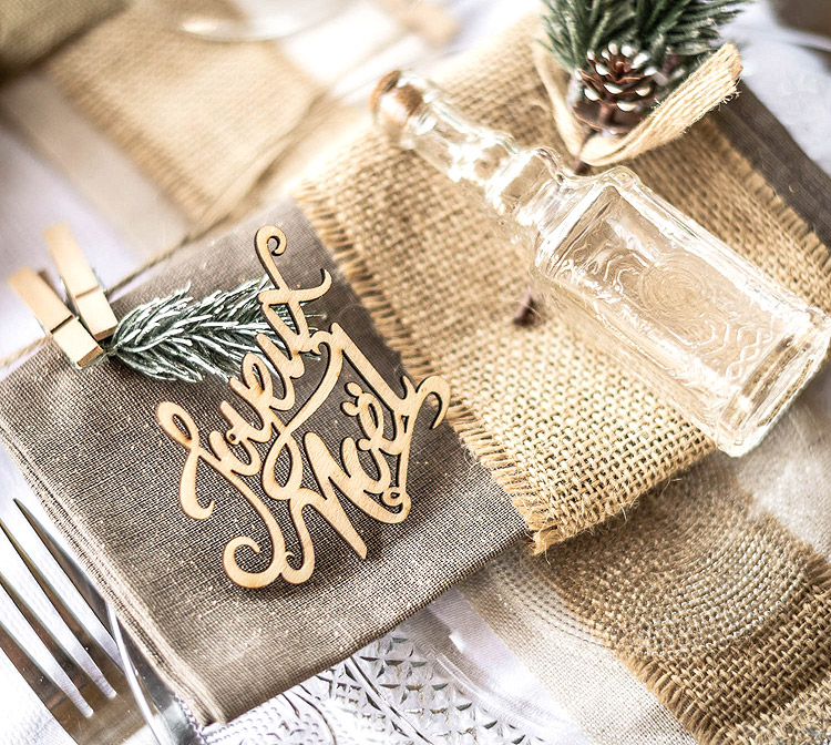 Petites Lettres Joyeux Noel Bois Decoration X4 Noel