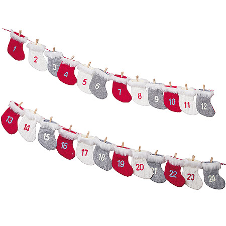 Guirlande Chaussette Laine Calendrier de l'Avent Noel