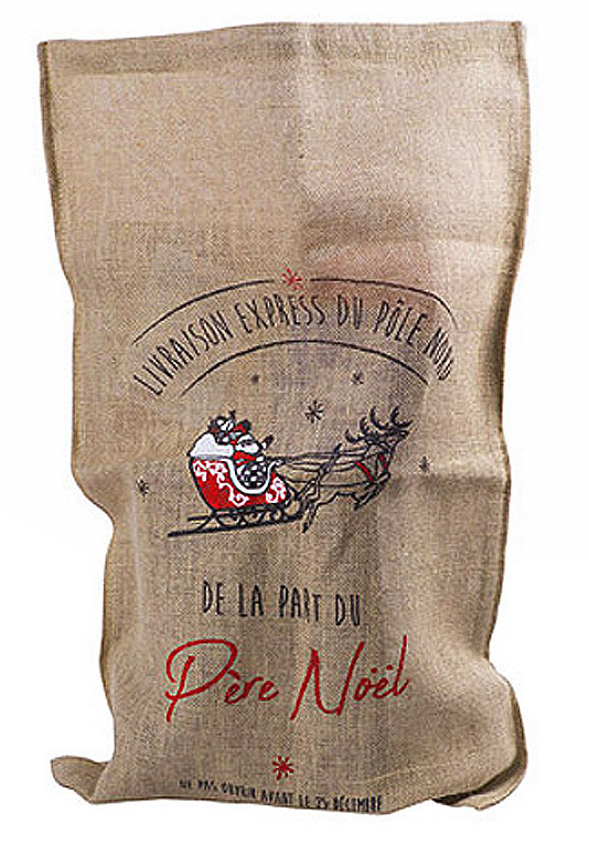 Grand Sac Hotte Cadeaux P re No l en Jute Noel