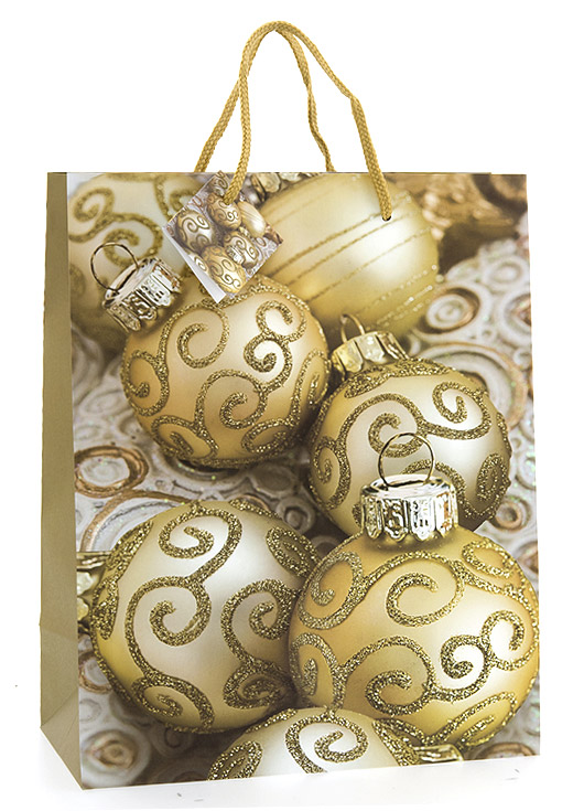 Le Grand Sac Cadeau Boules de Noel Paillettes Dorées