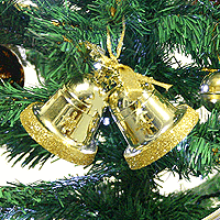 Lot de 2 Cloches Dorées Déco de Noel