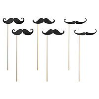 Lot de 6 Moustaches Noires Photobooth sur Pic