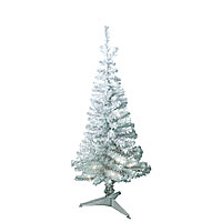 Le Sapin de Noel Artificiel Blanc Argenté 1m20 avec pied