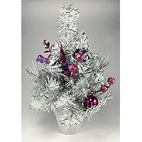 Le Sapin de Noel de Table Blanc Parme et Fuchsia 30cm