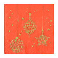Lot de 20 Serviettes Boules et Etoiles de Noel